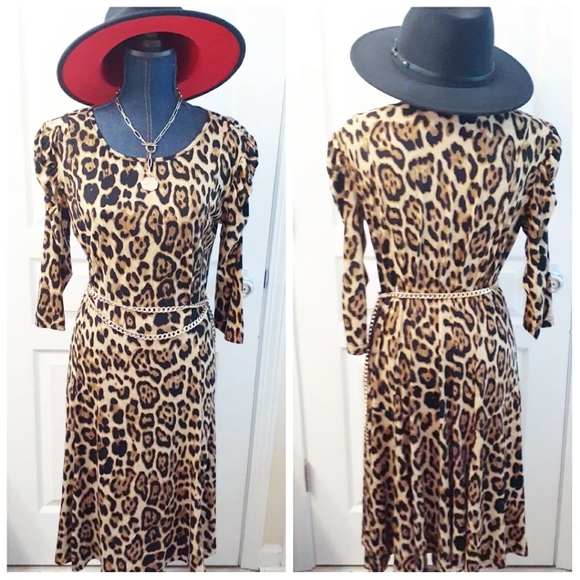 Lennie for Nina Leonard Dresses & Skirts - Lennie for Nina Leonard Leopard Ruched Stretch Dress